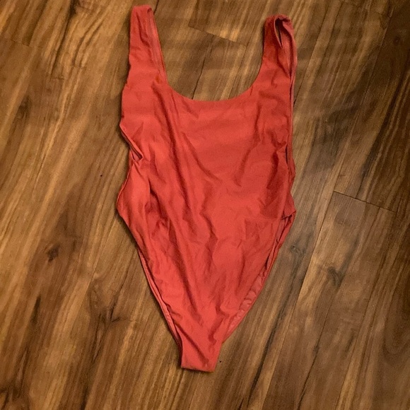 Aerie deep plunge orange swimsuit - Picture 1 of 2